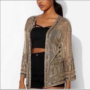 Urban Outfitters Ecote Zoe Sequin Mesh Rocker Jacket xs/s
